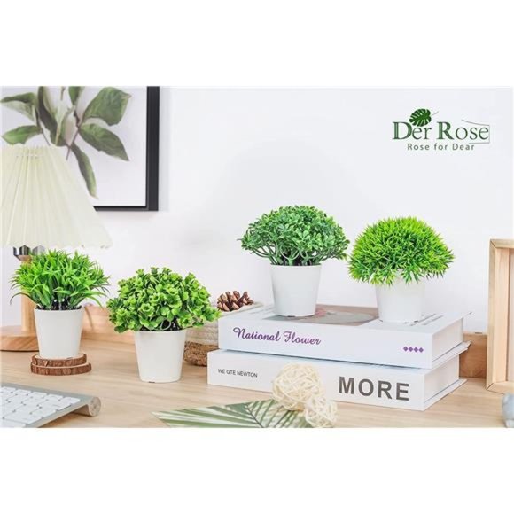 4 Pack Fake Plants Mini Artificial Greenery Potted Plants for Home Office Table - Picture 3 of 6